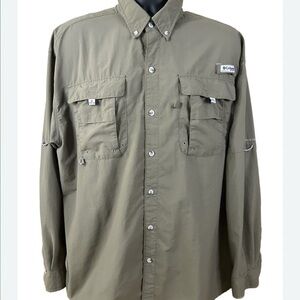 Columbia Omni-Shade Shirt Men's XL/TG Olive Green PFG Performance Vented Fishing